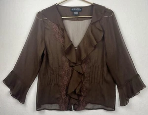 Separates By New York City Design Co Brown Ruffled Button Blouse Size S 1069 - Picture 1 of 7