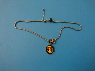 SAN DIEGO PADRES MLB NECKLACE WITH CHARM ACCENT BEADS - (Black & Yellow) - "NEW" - Image 1 of 4