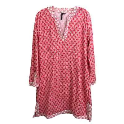 Vestido túnica Aqua Et Sol para mujer talla L rojo naranja UPF manga larga preppy cuello en V Foto 1 de 4