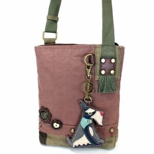 New Chala  Crossbody Messenger Bag Canvas gift Mauve Purple Violet SCHNAUZER Dog