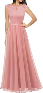 Dressystar Women's V Neck Sleeveless Lace Bridesmaid Dress Wedding Party Gown - Picture 1 of 7