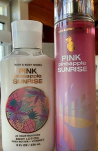 2pc PINK PINEAPPLE SUNRISE 8oz LOTION & FINE FRAGRANCE MIST Bath and Body Works - Picture 1 of 2
