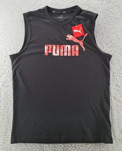 Puma Summer Tee Tank Top Mens Large Black Red Sports Gym Workout Performance NWT - Picture 1 of 11