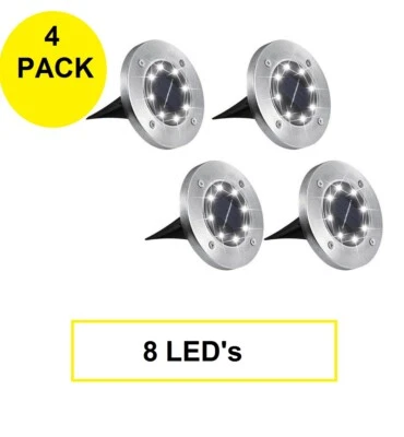 4 PACK Solar In Ground Lights Outdoor Buried Lamp Disk LED Lawn Pathway Garden - Image 1 of 4