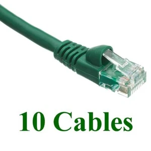 Pack of 10 Cables 3 Foot Cat5e Green Network Ethernet Network Patch Cable Booted - Picture 1 of 5