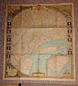 Mapa vintage ALCANCES DE NUEVA YORK National Geographic 1939 Nueva York - Imagen 1 de 3
