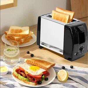 2 Slice Toaster with Extra-Wide Slots Stainless Steel Defrost for Bread Waffles - Picture 1 of 11