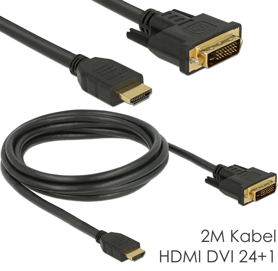 DeLOCK ADAPTER KABEL HDMI DVI 24+1 DIGITAL BIDIREKTIONAL 2M 2 METER NEU V346 - Bild 1 von 1
