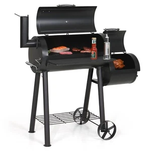 Parrilla de carbón para el hogar al aire libre de 14" ahumador de carbón parrilla de barbacoa de alta resistencia 2 en 1 - Imagen 1 de 10