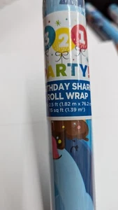 321 Party Shark Wrapping Paper Lot Of 2 - Picture 1 of 2