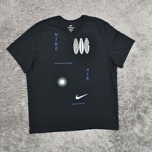Nike Men's Adult Sz 2XL Tee Shirt T Black Air Running Athletic Casual Cotton
