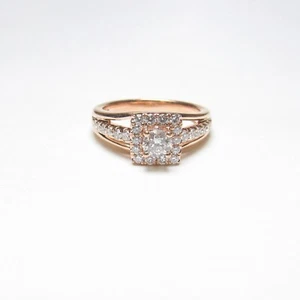 FD DESIGNS 14K Rose Gold 0.31 Ct Brilliant Cut Diamond Halo Ring 0.70 Cts Total - Picture 1 of 5