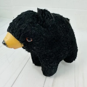 Vintage Rubber Face Black Bear Plush Stuffed Animal Toy Rushton? - Picture 1 of 12