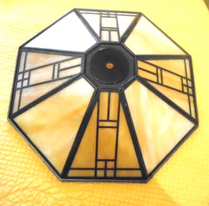 ARTS & CRAFT MISSION STAINED SLAG GLASS LAMP SHADE TIFFANY STYLE - Picture 1 of 5