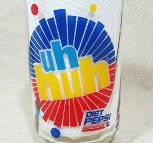 VINTAGE DIET PEPSI YOU GOT THE RIGHT ONE 2 LATI SLOGAN 6" TAZZA VETRO TRASPARENTE - Foto 1 di 11