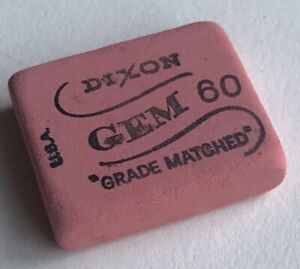Vintage DIXON Gem 60 Grade Matched Rubber NOS Eraser USA