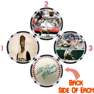 Roberto Clemente SIGNED Baseball Legends Poker Chip Set (3) - Picture 1 of 2