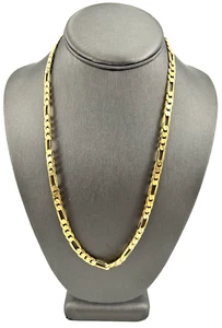 Figaro Link Gold Necklace 20" 24 KGP Large Link - Picture 1 of 5
