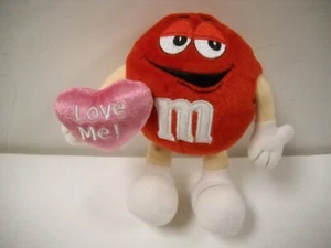 Vintage Red M&M Valentine Poseable Plush Character W/ Pink Love Me! Heart 2001 - Picture 1 of 7