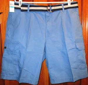 Izod Herren Shorts mit Gürtel Neu mit Etikett Bundblau Größe 38 Cargo - Bild 1 von 2