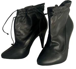 Pour La Victoire -Black Tie Top Leather Boot/Bootie-Size 10 - Picture 1 of 13