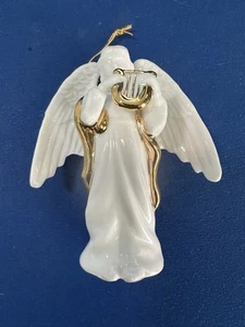 Porcelain Angel with Gold Harp & Accents (Pre Owned) B370) - Picture 1 of 4