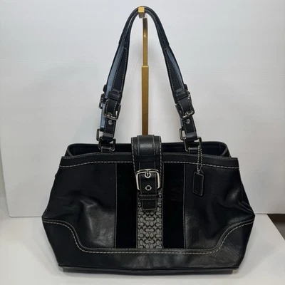 Cartera de cuero Coach MEDIUM F11345 vintage negra colorblock Y2K Soho Hampton Foto 1 de 4