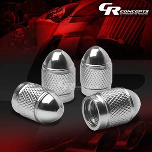 4 X ALUMINUM BULLET TYRE TIRE/RIM VALVE/WHEEL AIR PORT COVER STEM CAP SILVER - Picture 1 of 1