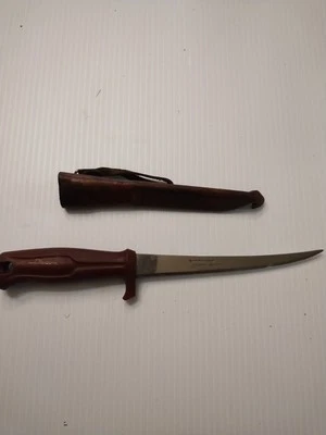 Vintage NORMARK Stainless Steel Fillet Knife w Leather Case. SWEDEN. - Image 1 of 4