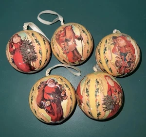Juego de 5 adornos de bola de Papá Noel de papel maché decoraciones navideñas - Imagen 1 de 6