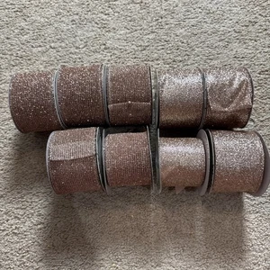 Rose Gold Decorative Wire Ribbon 2.5“ X 10 Yards Wellesley Manor Ribbon LOT OF 9 - Picture 1 of 8