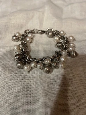 PULSEIRA DE PRATA ESTERLINA 925 COM PÉROLAS CULTIVADAS - Imagem 1 de 2