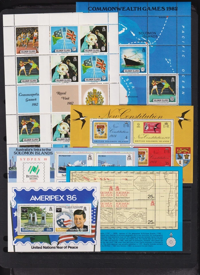 Islas Salomón Británicas - 7 hojas de recuerdo como nuevas, NH Foto 1 de 1
