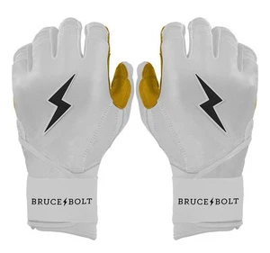 Guantes de Bateo Bruce Bolt Premium Pro Juvenil Puño Medio Largo Blanco Dorado AGOTADOS - Imagen 1 de 13