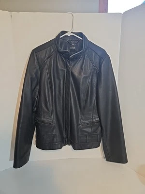 Vintage A.N.A Women's Jacket L Black Genuine Lambskin Leather Motorcycle Biker - Image 1 of 4
