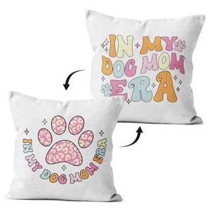 Dog Mom Decor Pillow Cover 18x18 - Reversible Gift for 10-dog-pillow Cover - Picture 1 of 6