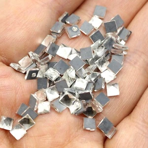 500 Clear Tiny Faceted Square Flatback Glass Crystal Rhinestone Gems 4X4mm Nail - Picture 1 of 7