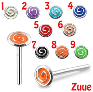 COLOURFUL SWIRL SHELL NOSE STUDS WIRES NW19 - Picture 1 of 1