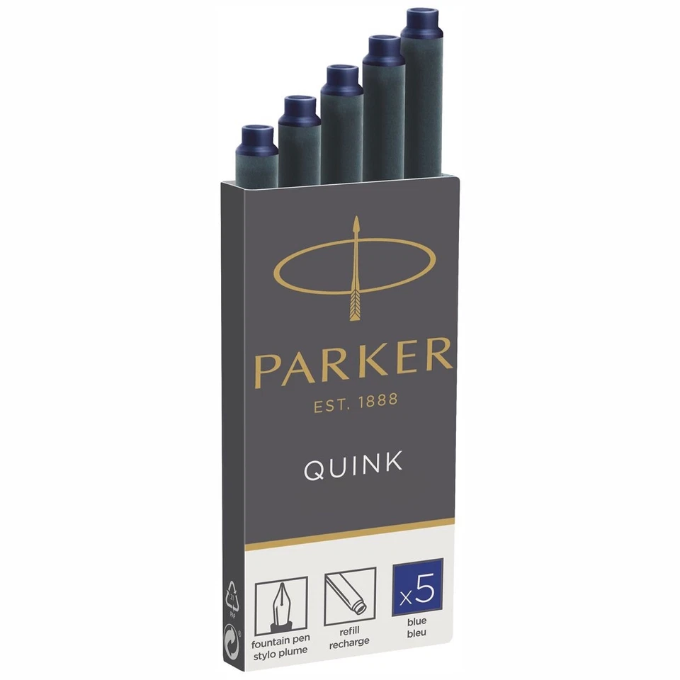 PARKER Tintenpatrone Quink lang blau 5 Stück
