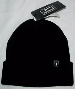 New PGA Tour Black Golf Knit Cuff Beanie Hat Mens One Size - Picture 1 of 2