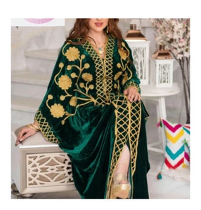 SALE Moroccan Dubai Kaftans Farasha Abaya Dress Very Fancy Long Velvet Dresses 4 - Picture 1 of 4