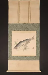 PERGAMINO DE PINTURA JAPONESA IMAGEN De Colección Pez Bonito f965 - Imagen 1 de 5