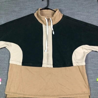BKE Color Black 1/4 Zip Pullover Womens L Beige Black - Image 1 of 4