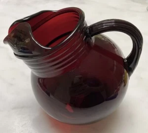 Vintage Anchor Hocking Ball Tilt Ruby Red Glass Juice Pitcher - Picture 1 of 5