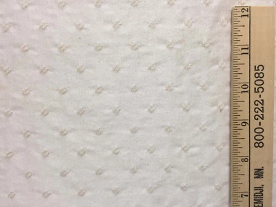 Fabric Satin Ivory Color w/ Embroidered Dots 23" Long Sewing Crafts DIY - Image 1 of 2