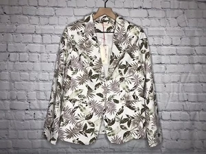 Solitaire Women’s White Green Leaf Print One Button Blazer Size Large NWT - Picture 1 of 4
