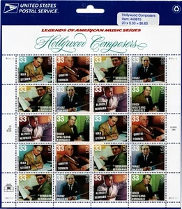 USA 1999 HOLLYWOOD COMPOSERS 20 STAMP SHEET 33 CENT SEALED SCOTT 3339-3344 MNH - Picture 1 of 9