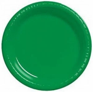 Green 10 Inch Plastic Dinner Plates 20 Per Pack Party Tableware Decorations - Picture 1 of 1