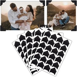 Black Photo Corners Self Adhesive Stickers,120piece Acid Free Photo/Picture Moun - Picture 1 of 8
