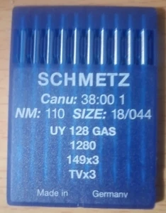 Mercerie LOT 10 AIGUILLES MACHINE SCHMETZ NEUVES canu 38:00 Nm 110 Sys UY128GAS - Foto 1 di 3